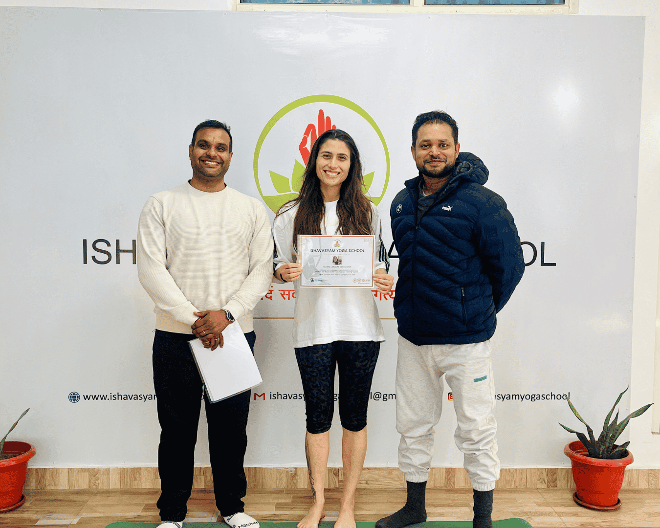 Yoga teachers and students at Ishavasyam Yoga School in Rishikesh